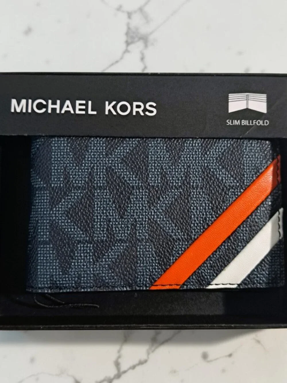 Michael Kors Men’s MK Black & MK Red /Blue /White Billfold Wallet Bundle